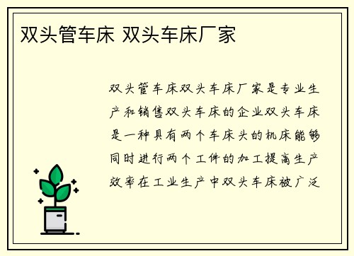 双头管车床 双头车床厂家