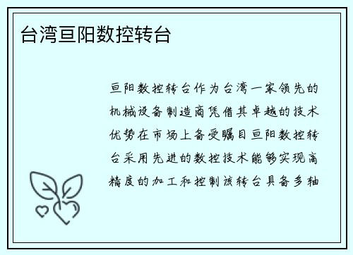 台湾亘阳数控转台